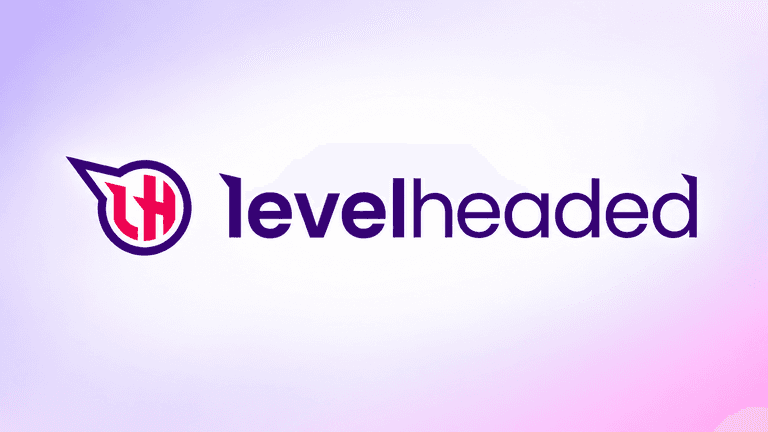 Logo of Levelheaded with stylized lettering and a colorful gradient background