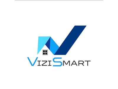 "ViziSmart logo featuring a modern, minimalistic design with blue and white colors, incorporating a house icon in the letter 'V'."